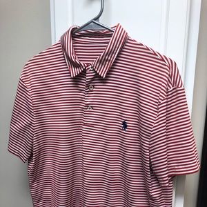 Red and White Stripe with Blue polo insignia